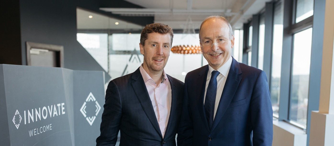 Innovate CEO Jim Hughes and Irish Taoiseach (Prime Minites) Michael Martin pictured in the Innovate Headquarters in Gorey, Wexford